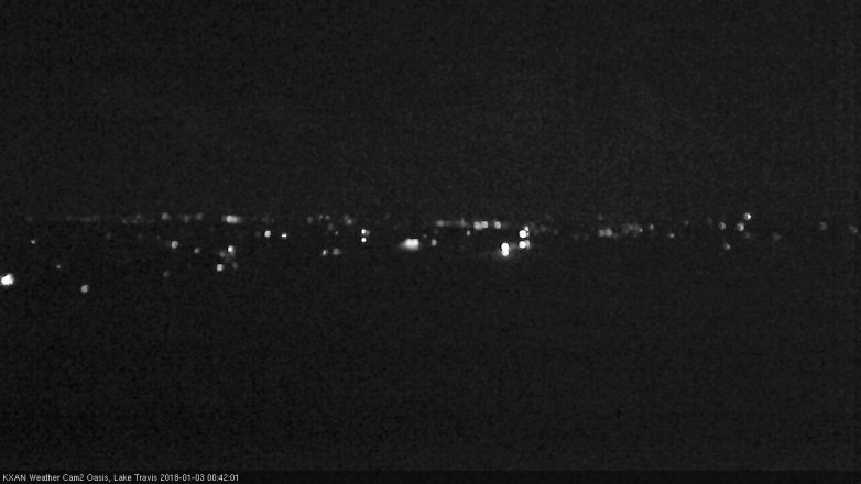 Lake Travis webcam, January 2, 2018 11:45 PM CT