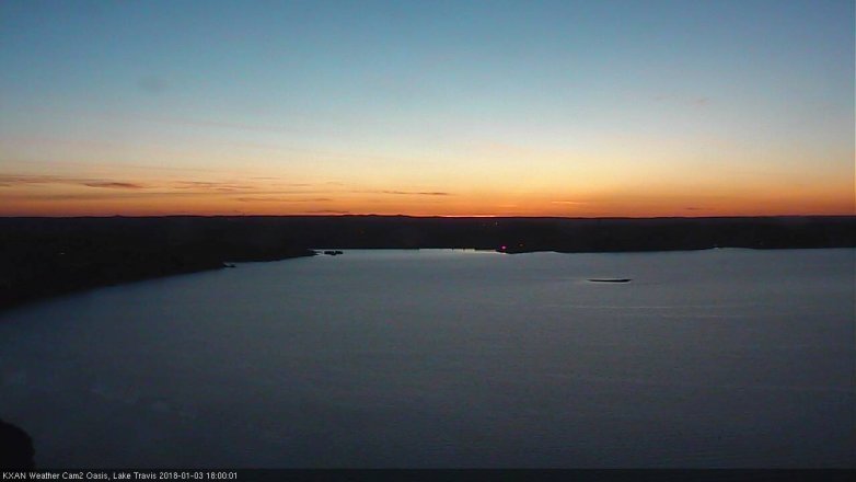 Lake Travis webcam, January 3, 2018 5:15 PM CT