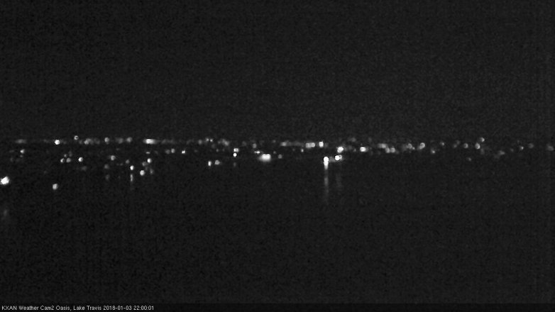 Lake Travis webcam, January 3, 2018 9:15 PM CT