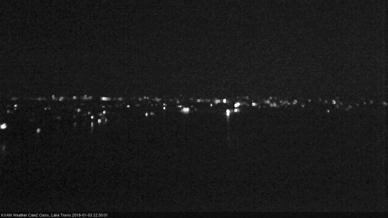 Lake Travis webcam, January 3, 2018 9:50 PM CT