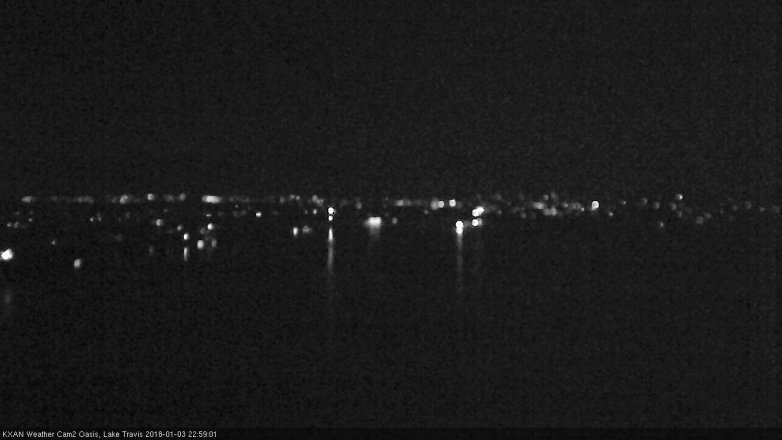 Lake Travis webcam, January 3, 2018 10:30 PM CT