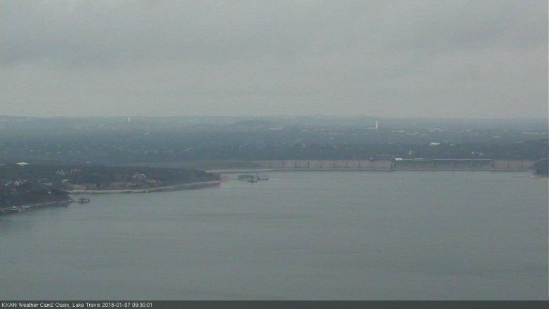 Lake Travis webcam, January 7, 2018 9:00 AM CT