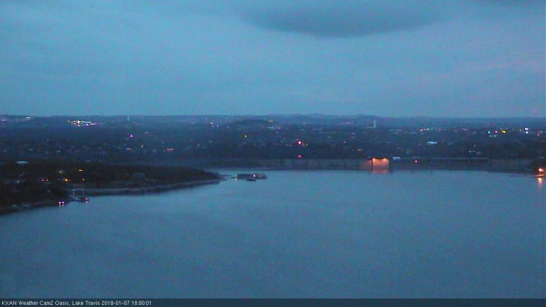Lake Travis webcam, January 7, 2018 5:20 PM CT