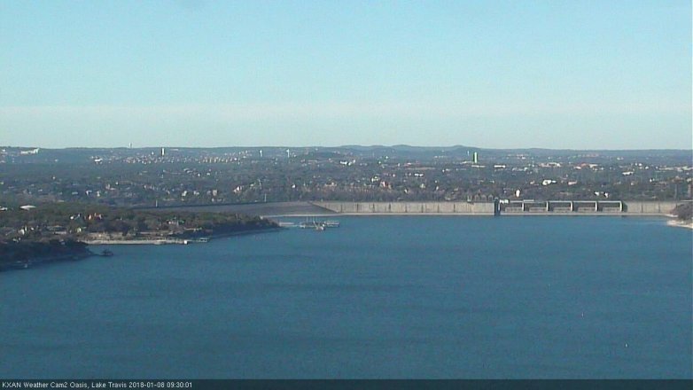 Lake Travis webcam, January 8, 2018 9:00 AM CT