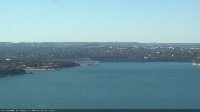 Lake Travis webcam, January 8, 2018 11:00 AM CT