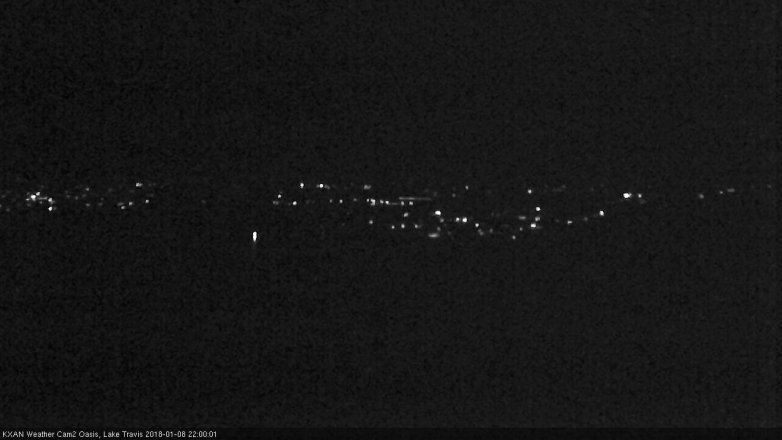 Lake Travis webcam, January 8, 2018 9:25 PM CT