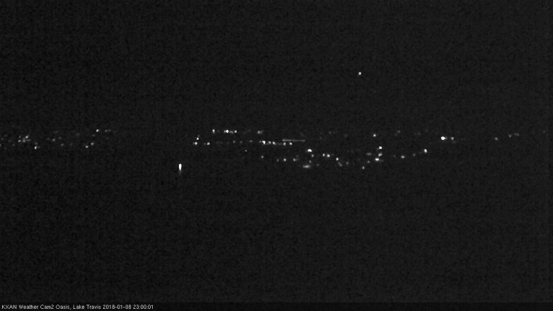 Lake Travis webcam, January 8, 2018 10:15 PM CT