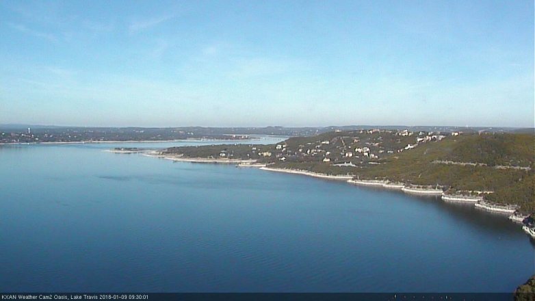 Lake Travis webcam, January 9, 2018 9:00 AM CT