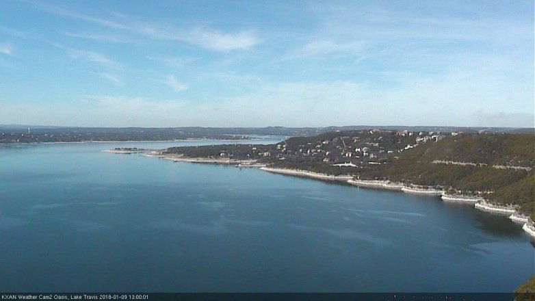 Lake Travis webcam, January 9, 2018 12:20 PM CT