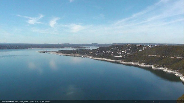 Lake Travis webcam, January 9, 2018 1:15 PM CT