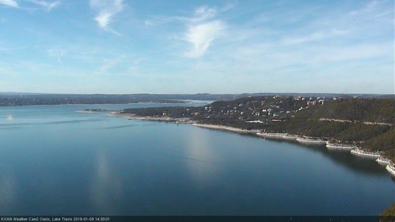 Lake Travis webcam, January 9, 2018 1:35 PM CT