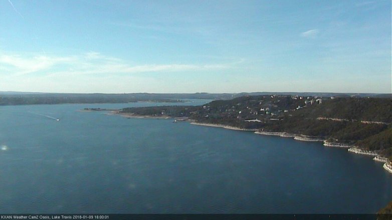 Lake Travis webcam, January 9, 2018 3:10 PM CT