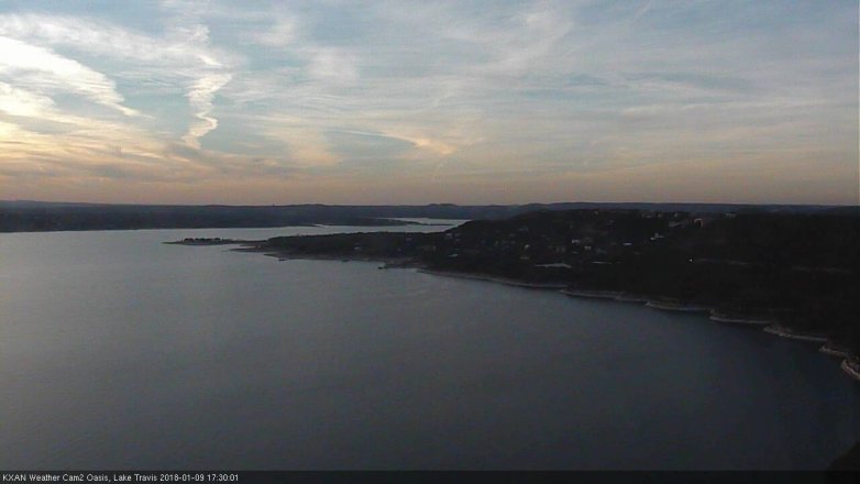 Lake Travis webcam, January 9, 2018 4:35 PM CT