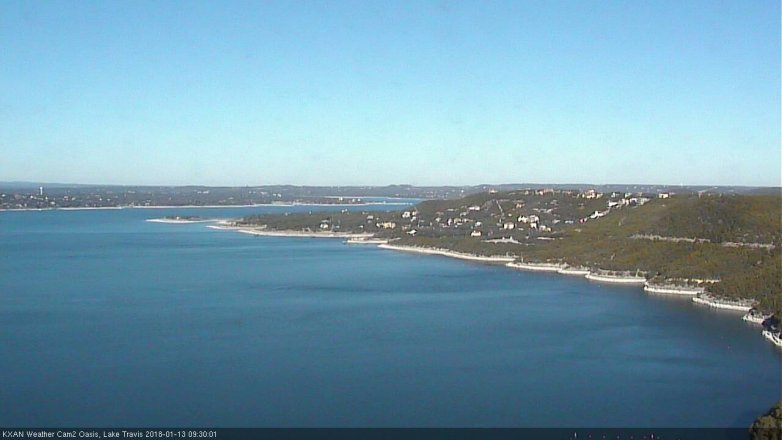 Lake Travis webcam, January 13, 2018 9:00 AM CT