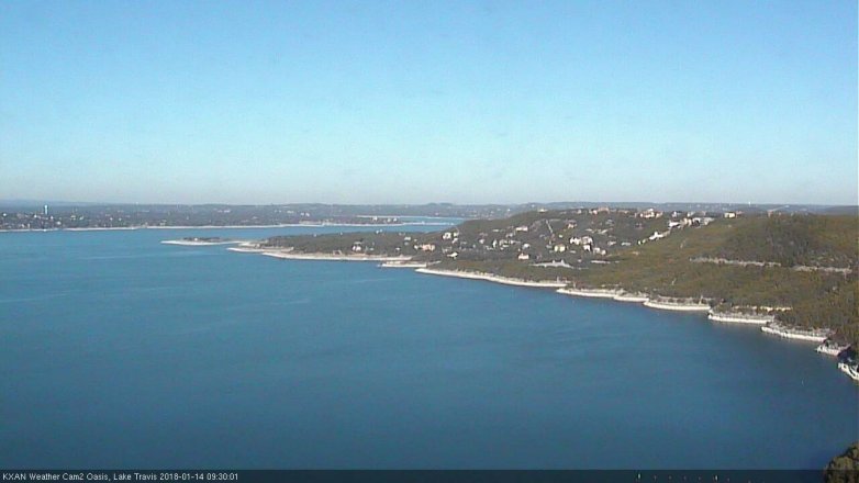 Lake Travis webcam, January 14, 2018 9:00 AM CT