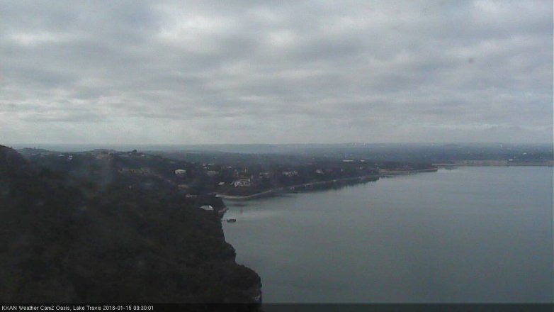 Lake Travis webcam, January 15, 2018 9:00 AM CT