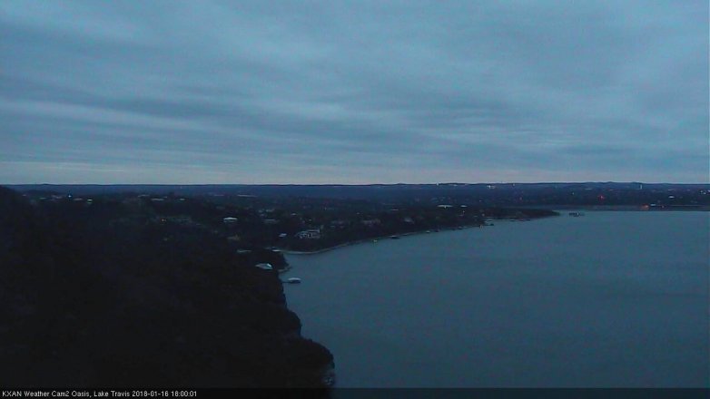 Lake Travis webcam, January 16, 2018 5:05 PM CT