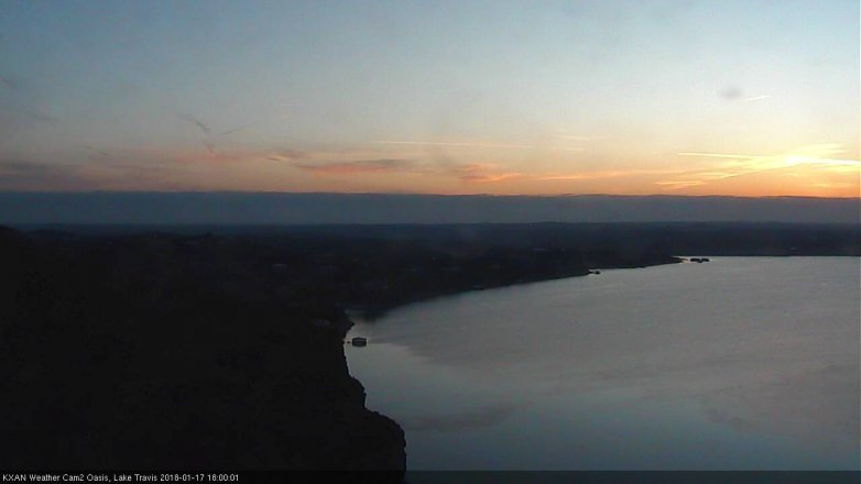 Lake Travis webcam, January 17, 2018 5:25 PM CT