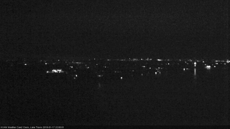 Lake Travis webcam, January 17, 2018 9:30 PM CT