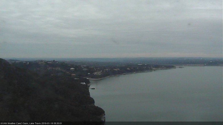 Lake Travis webcam, January 18, 2018 9:00 AM CT