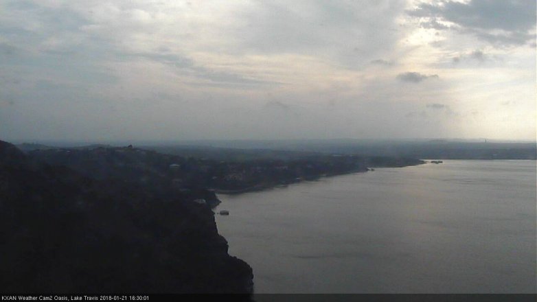 Lake Travis webcam, January 21, 2018 3:40 PM CT