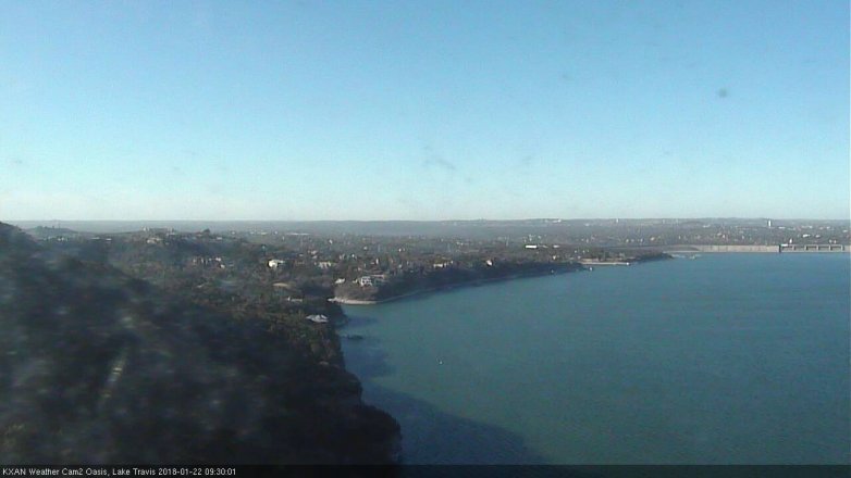 Lake Travis webcam, January 22, 2018 9:00 AM CT