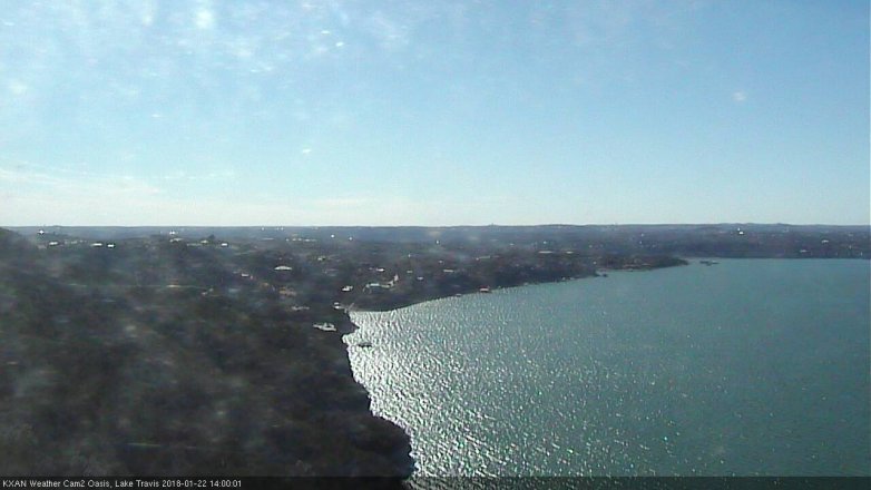 Lake Travis webcam, January 22, 2018 1:10 PM CT