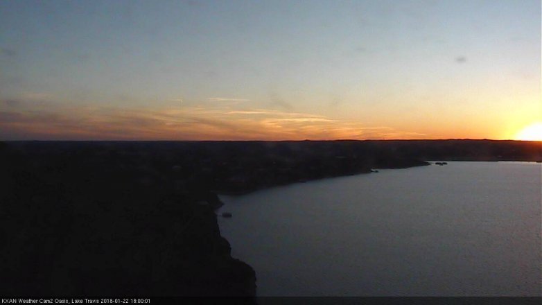 Lake Travis webcam, January 22, 2018 5:25 PM CT
