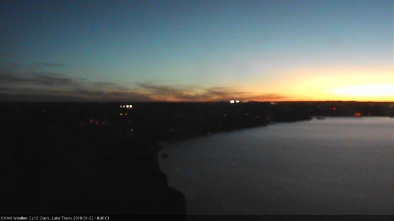 Lake Travis webcam, January 22, 2018 5:45 PM CT
