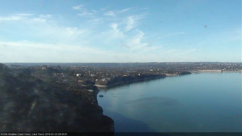Lake Travis webcam, January 23, 2018 9:00 AM CT