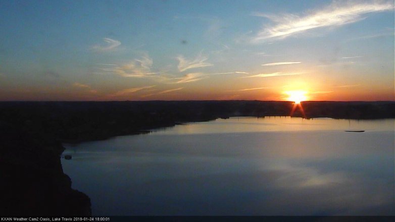 Lake Travis webcam, January 24, 2018 5:25 PM CT