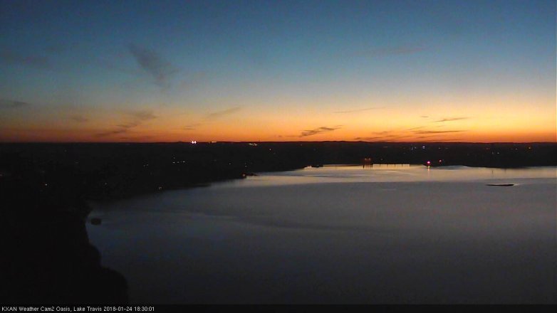 Lake Travis webcam, January 24, 2018 5:45 PM CT