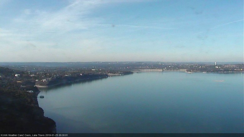 Lake Travis webcam, January 25, 2018 9:00 AM CT