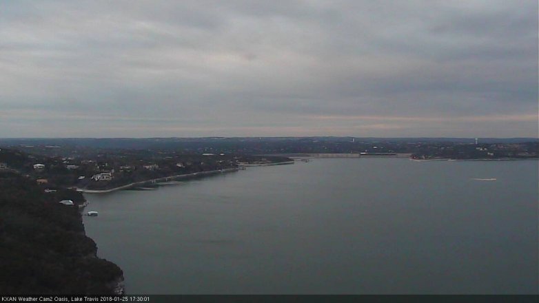 Lake Travis webcam, January 25, 2018 4:40 PM CT