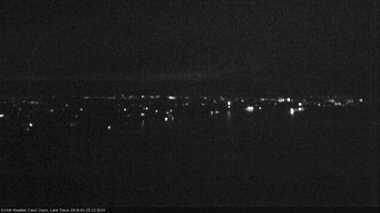 Lake Travis webcam, January 25, 2018 10:50 PM CT