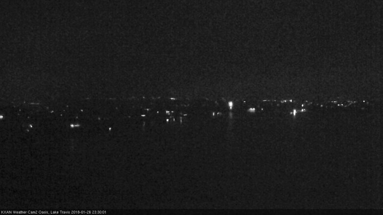 Lake Travis webcam, January 26, 2018 11:00 PM CT