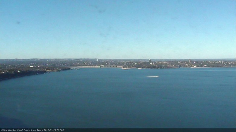 Lake Travis webcam, January 29, 2018 9:00 AM CT