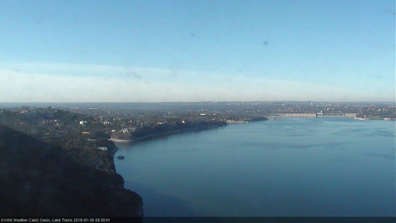 Lake Travis webcam, January 30, 2018 9:00 AM CT