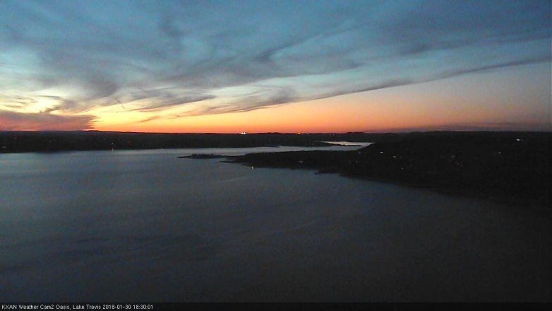 Lake Travis webcam, January 30, 2018 5:40 PM CT