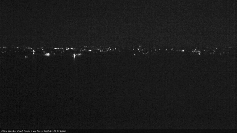 Lake Travis webcam, January 31, 2018 9:05 PM CT