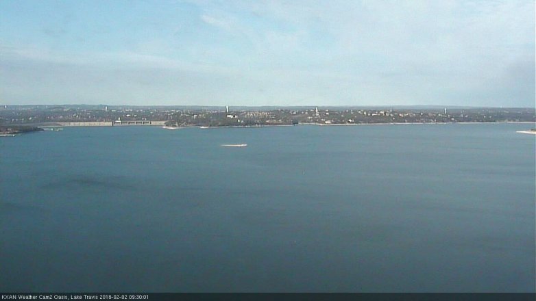 Lake Travis webcam, February 2, 2018 9:00 AM CT