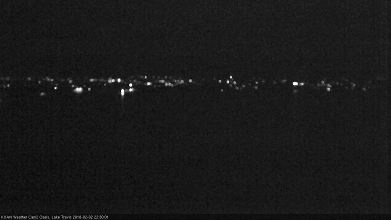 Lake Travis webcam, February 2, 2018 9:50 PM CT