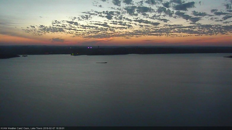 Lake Travis webcam, February 7, 2018 5:50 PM CT