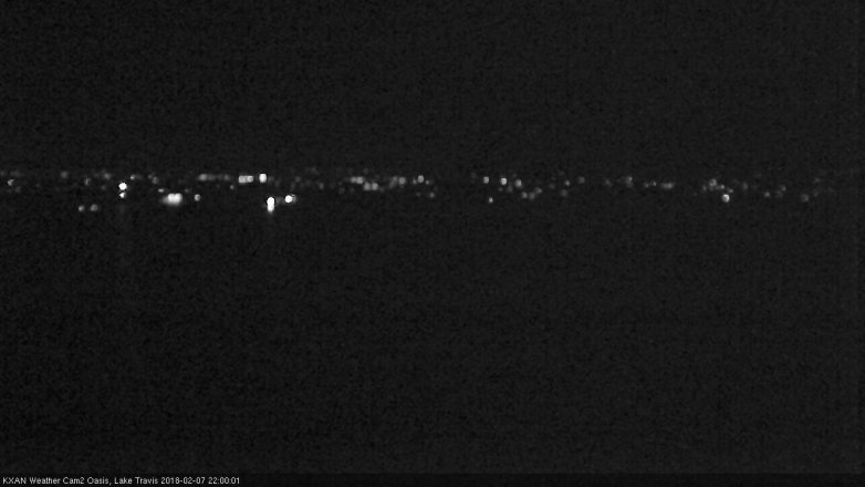 Lake Travis webcam, February 7, 2018 9:30 PM CT
