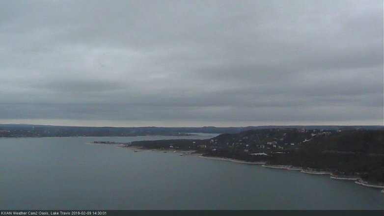 Lake Travis webcam, February 9, 2018 1:55 PM CT