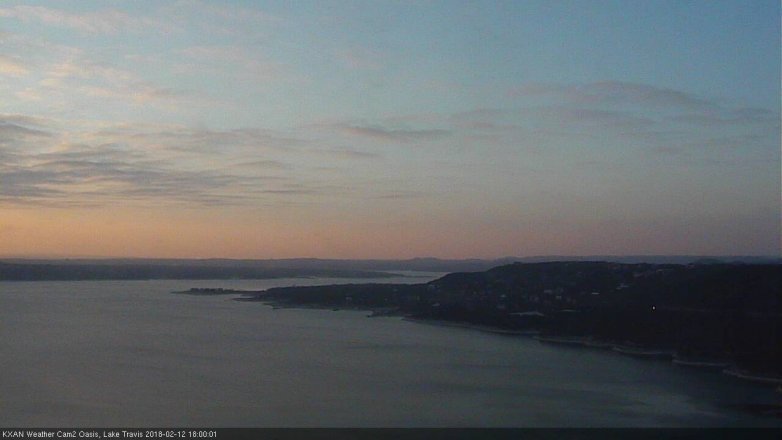 Lake Travis webcam, February 12, 2018 5:15 PM CT