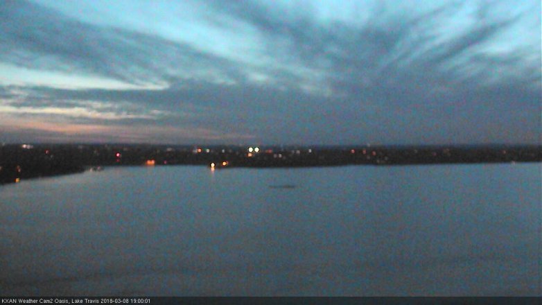 Lake Travis webcam, March 8, 2018 6:30 PM CT