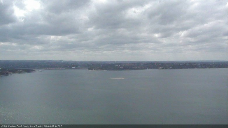 Lake Travis webcam, March 9, 2018 1:15 PM CT
