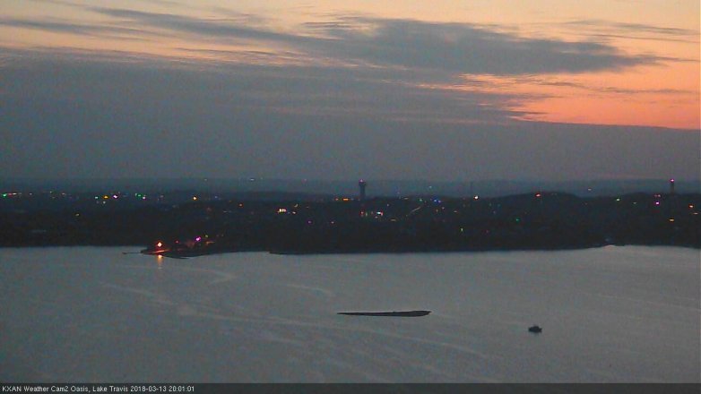 Lake Travis webcam, March 13, 2018 7:05 PM CT