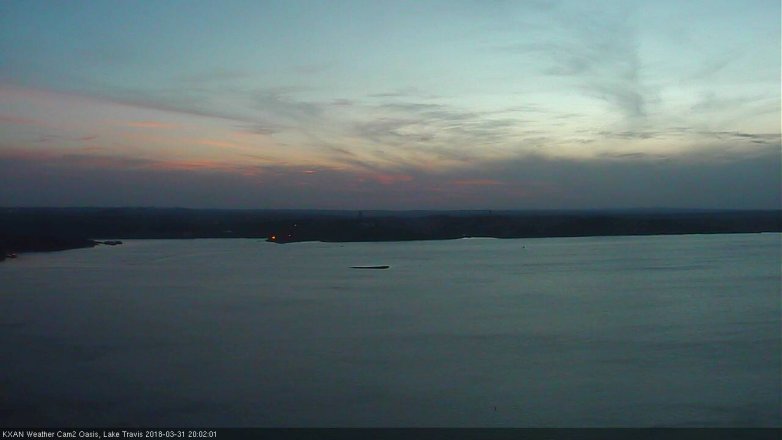 Lake Travis webcam, March 31, 2018 7:10 PM CT